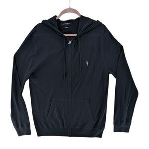 NWT ALLSAINTS Men's Cal Mode Merino Zip Hoodie Sweater Black 100% Wool Knit